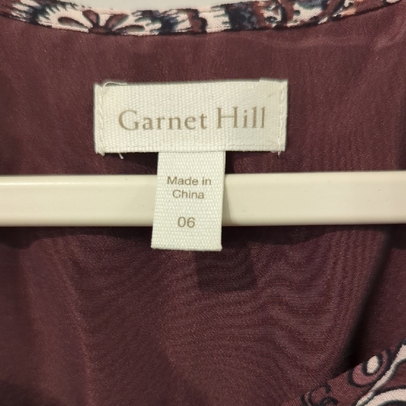 Garnet Hill Dress 3/4 Sleeve‎ size 6 Burgandy Paisley Print - Picture 3 of 12